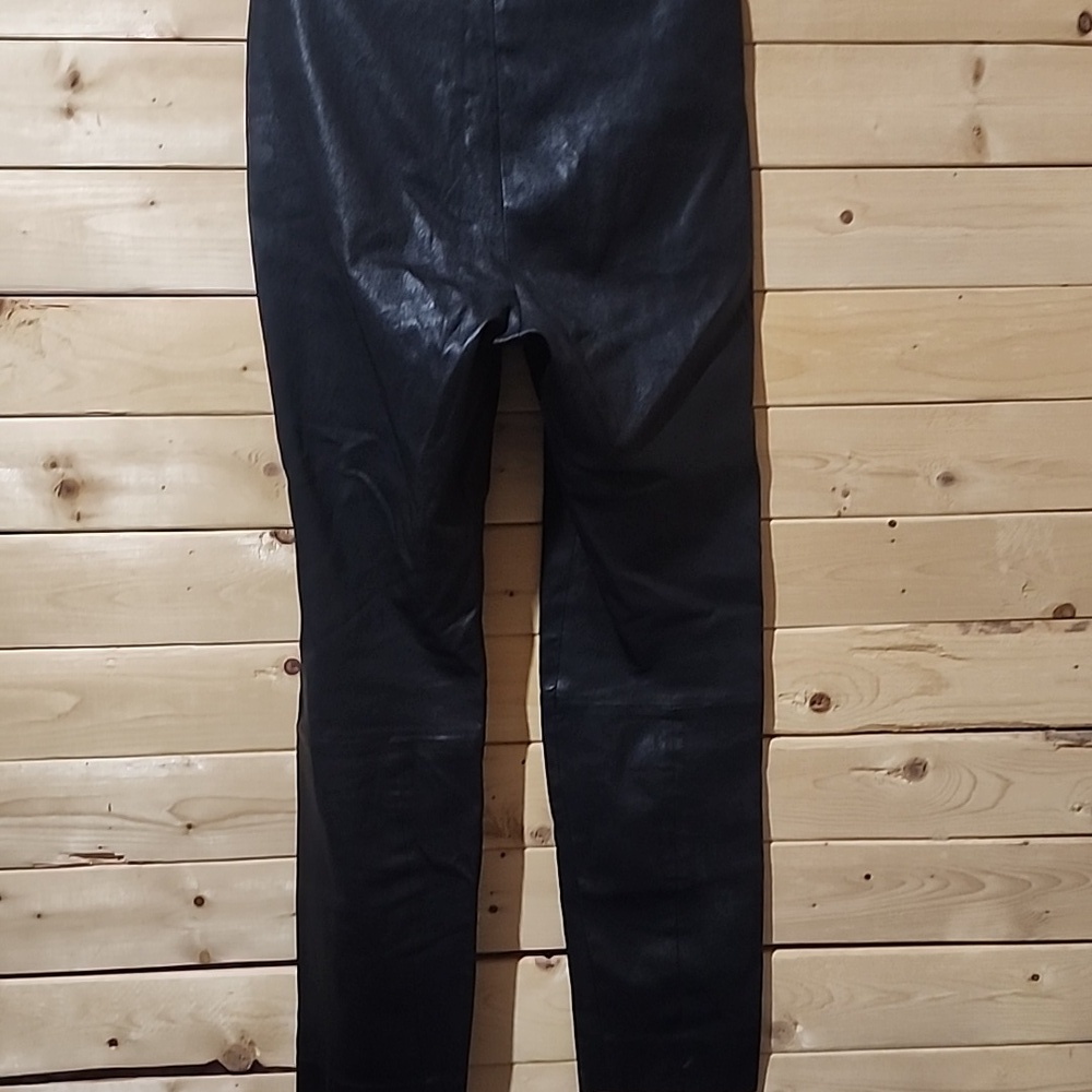 VINCE 100% Lamb Leather Black Pants Straight Leg Size Small - Picture 7 of 8